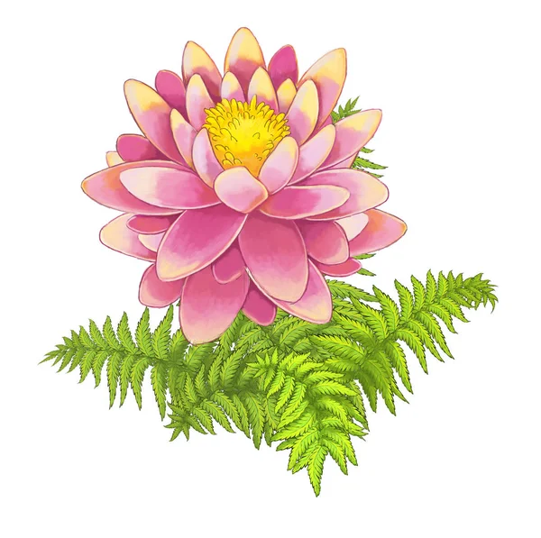 cartoon flower with fern - illustration for children