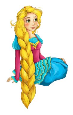 Çocuklar için güzel kız - bazı faaliyet - illüstrasyon karikatür