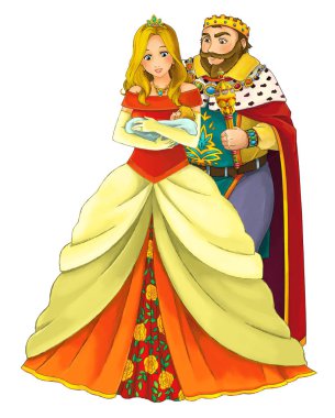 Çizgi film evli çift ile birlikte bebek - illüstrasyon çocuklar için mutlu 