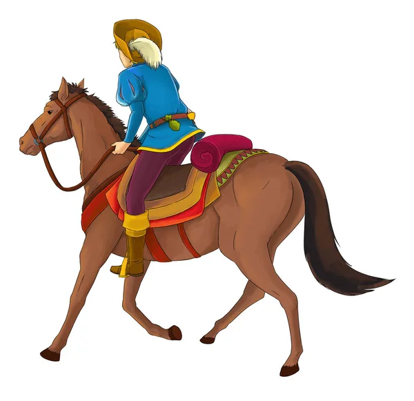 Cartoon Medieval Nobleman Horse Illustration Children — Stock Photo, Image