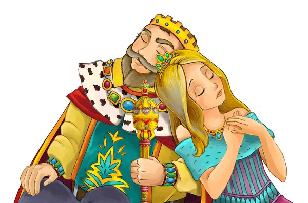 Cartoon Ehepaar Glücklich Zusammen Schlafen Illustration Für Kinder — Stockfoto
