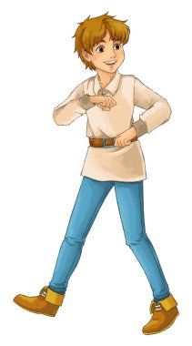 Güzel renkli çizgi film karakteri - çocuklar için genç adam - bazı faaliyet - illüstrasyon