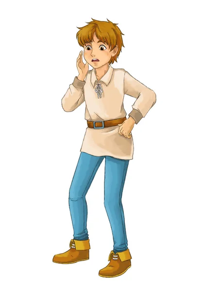 Beautifully Colored Cartoon Character Young Man Some Activity Illustration Children — Stock Photo, Image