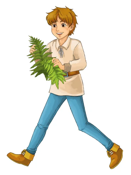 Beautifully Colored Cartoon Character Young Boy Some Activity Illustration Children — Stock Photo, Image