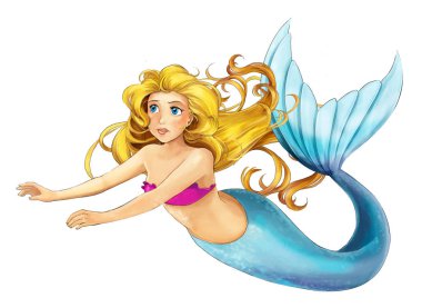 çizgi film genç prenses - güzel marmaid yüzme - çocuklar için resimde gülümseyen