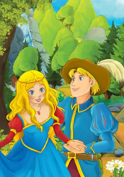 Orman - illüstrasyon çocuklar için bazı güzel evli çift ile çizgi film sahne