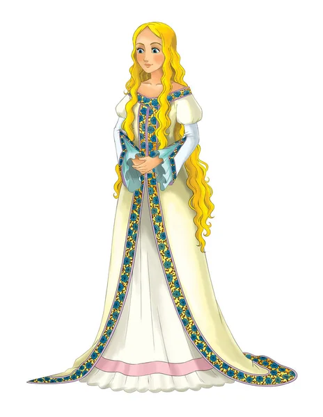 Cartoon Jonge Princess Mooie Vrouw Illustratie Voor Kinderen — Stockfoto