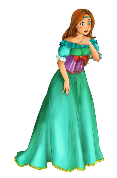 Cartoon Young Princess Beautiful Woman Illustration Children — Stock Photo, Image