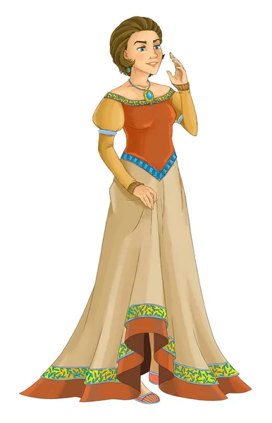 Cartoon Young Princess Beautiful Woman Illustration Children — Stock Photo, Image
