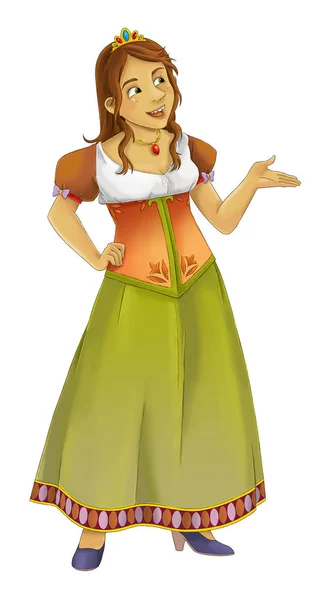 Cartoon Young Princess Beautiful Woman Illustration Children — Stock Photo, Image