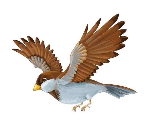 Cartoon Bird Sparrow Flying Illustration Children — Stock Photo, Image