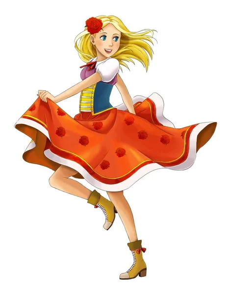 Cartoon Young Princess Beautiful Woman Illustration Children — Stock Photo, Image