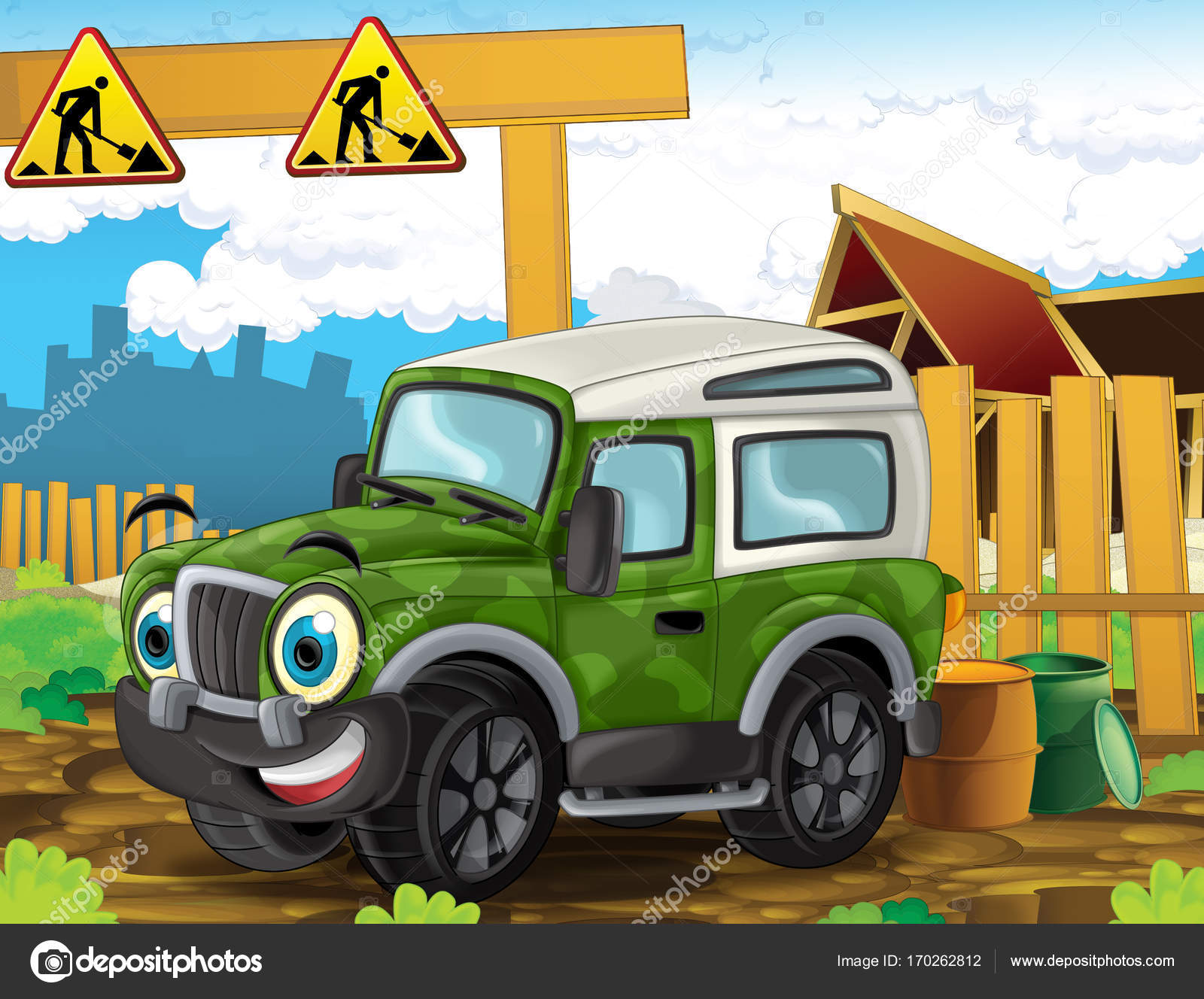 Cartoon Fast Road Car Driving Construction Site Illustration Children Stock Photo by ©illustrator_hft 170262812 Cartoon Fast Road Car Driving Construction Site Illustration Children Stock Photo by ©illustrator_hft 170262812