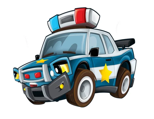 Cartone Animato Sorridente Auto Della Polizia Illustrazione Bambini — Foto Stock