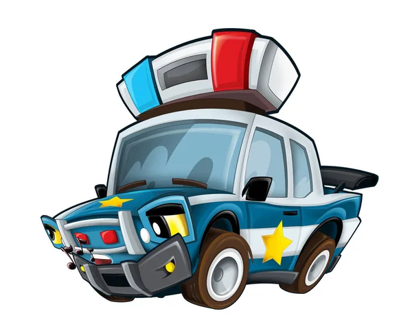 Desenhos Animados Sorrindo Carro Polícia Ilustração Para Crianças — Fotografia de Stock