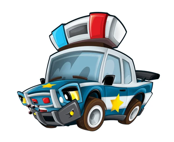 Karikatur Lächelndes Polizeiauto Illustration Für Kinder — Stockfoto