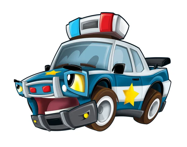 Karikatur Lächelndes Polizeiauto Illustration Für Kinder — Stockfoto