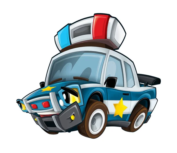Desenhos Animados Sorrindo Carro Polícia Ilustração Para Crianças — Fotografia de Stock