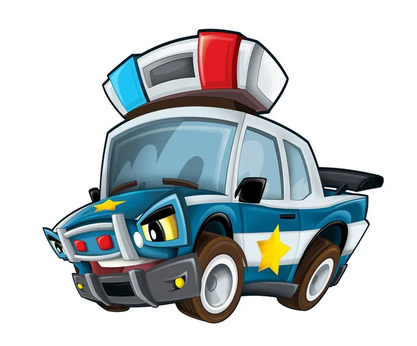Cartoon Lachende Politie Auto Illustratie Voor Kinderen — Stockfoto
