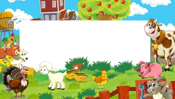 Cartoon Scene Farm Animals Frame Different Usage Illustration Children — Stock Photo, Image