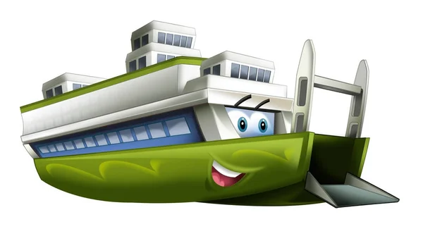 Cartoon Scene Happy Ferryboat Illustration Children — Stock Photo, Image