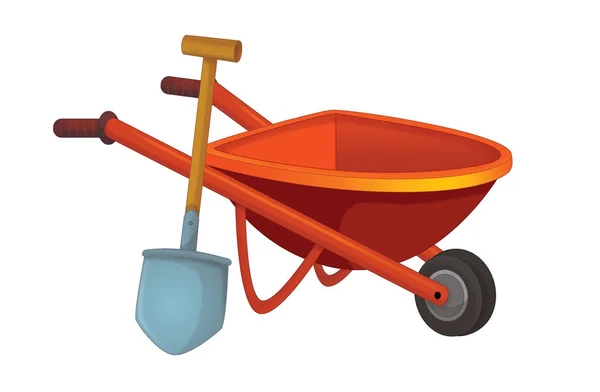 Cartoon Scene Wheelbarrow Pitchfork Illustration Children — Stock Photo, Image