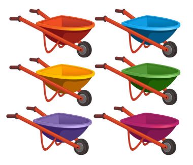 renkli dizi el arabası - illüstrasyon çocuklar için çizgi film sahne
