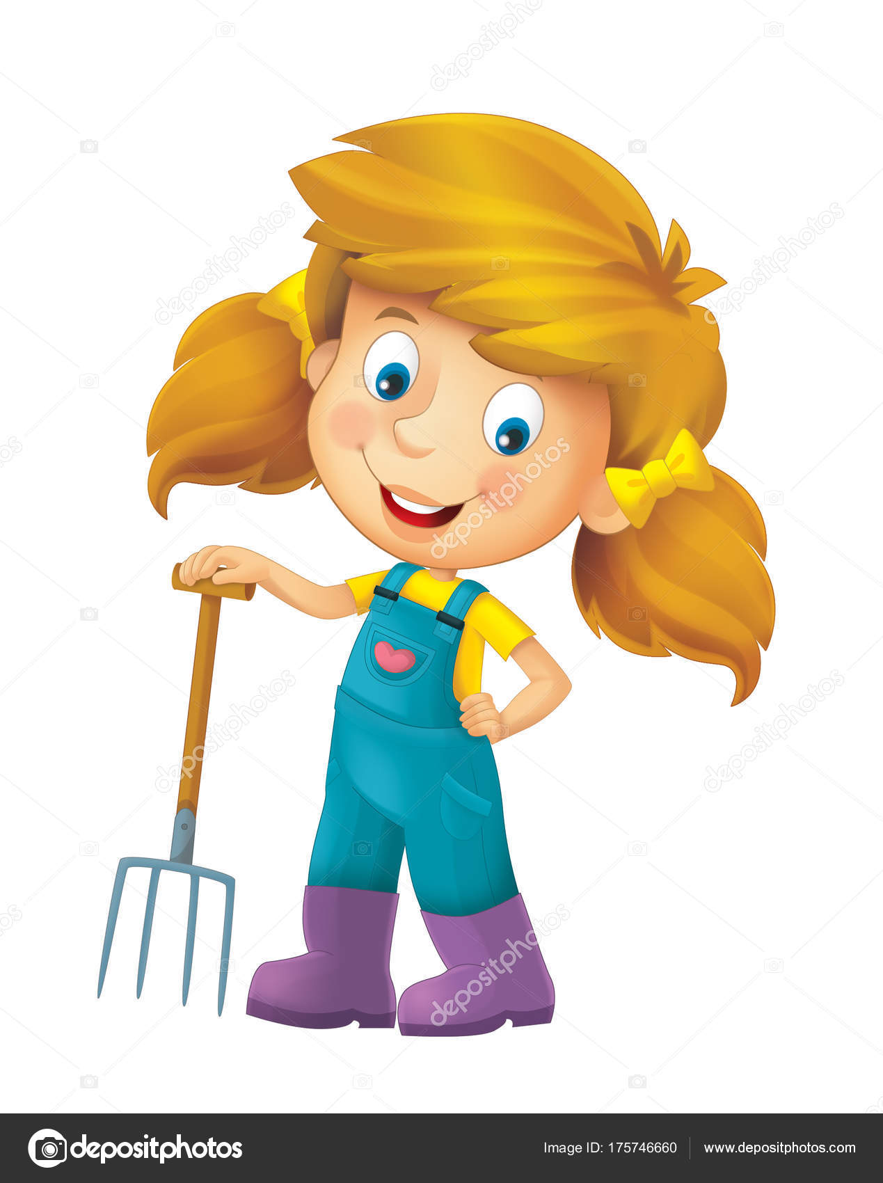 Cartoon Farm Girl Farming Tool Illustration Children Stock Photo by  ©illustrator_hft 175746660