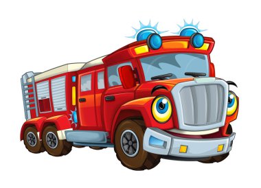 Mutlu ve komik karikatür itfaiye itfaiyeci - illüstrasyon çocuklar için çizgi film 