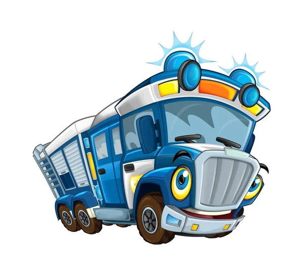 karikatür komik kargo polis kamyon römork ile seyir izole - illüstrasyon çocuklar için
