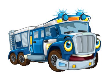 karikatür komik kargo polis kamyon römork ile seyir izole - illüstrasyon çocuklar için