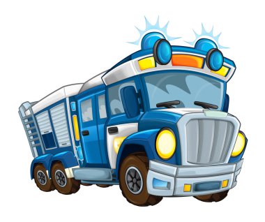 karikatür komik kargo polis kamyon römork ile seyir izole - illüstrasyon çocuklar için