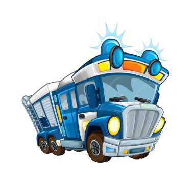 karikatür komik kargo polis kamyon römork ile seyir izole - illüstrasyon çocuklar için
