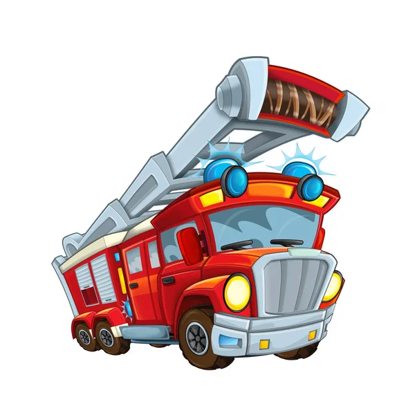 Cartoon happy and funny cartoon fire fireman truck - illustration for children