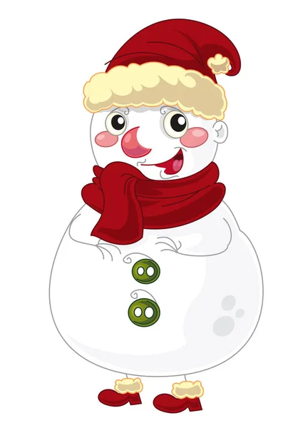 Ευτυχισμένος Γελοιογραφία Χιονάνθρωπος Τρέχει Σκούπα Διάνυσμα Χαμογελαστός Και Βλέποντας Απομονωμένη — Διανυσματικό Αρχείο