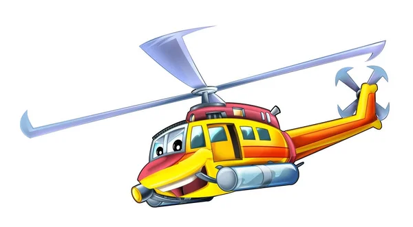 Dessin Animé Drôle Hélicoptère Recherche Illustration Pour Les Enfants — Photo