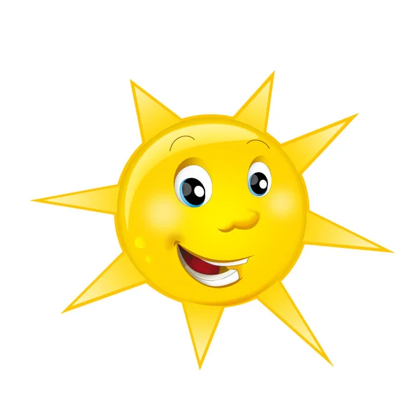 Мультяшна Сцена Щасливим Смішним Сонцем Різного Використання Ілюстрація Дітей — стокове фото