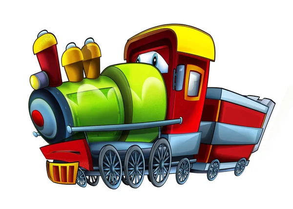 Cartone Animato Locomotiva Felice Illustrazione Bambini — Foto Stock