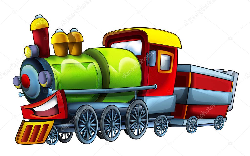 cartoon happy locomotive - illustration for children