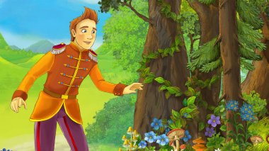 çizgi film sahne Prens ormanda - illüstrasyon çocuklar için