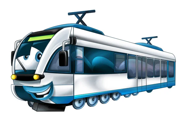 Cartoon Funny Happy Looking Fast Train Illustration Children — Stock Photo, Image