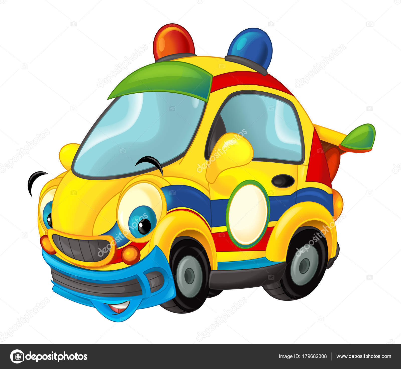 Cartoon Funny Looking Sports Car Illustration Children Stock