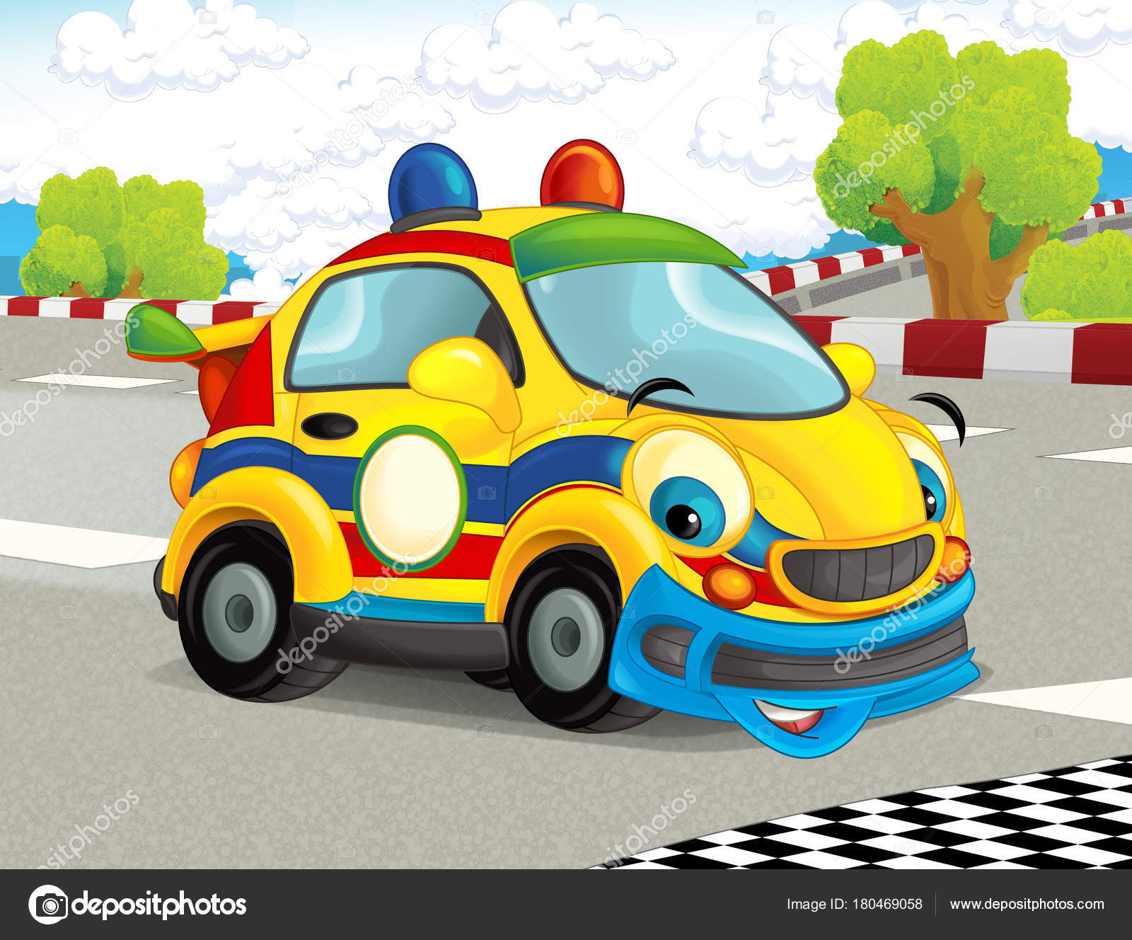 Ilustração 3d de carro de brinquedo infantil de corrida