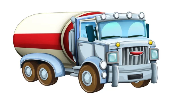 Cartoon Happy Funny Looking Cistern Truck Illustration Children — Stock Photo, Image