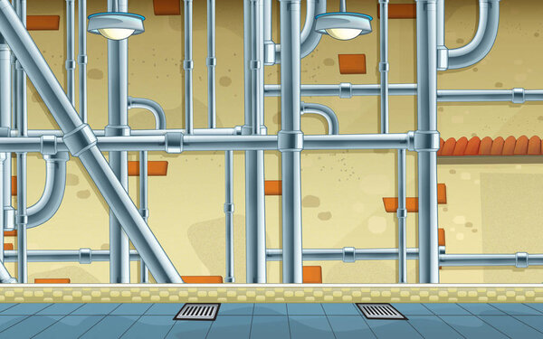 cartoon scene of empty basement - for different usage - illustration for children