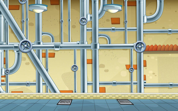 cartoon scene of empty basement - for different usage - illustration for children