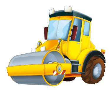 Beyaz arka planda - çocuklar için illüstrasyon karikatür yol silindiri