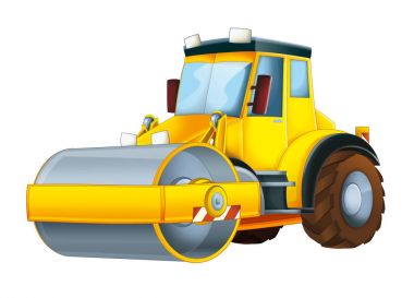 Beyaz arka planda - çocuklar için illüstrasyon karikatür yol silindiri