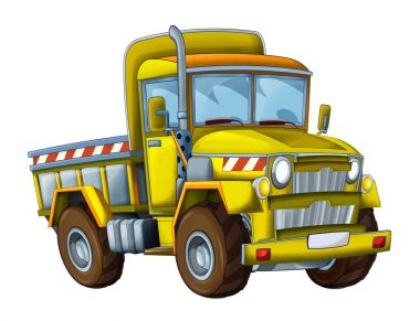 karikatür mutlu ve komik inşaat sitesi kamyon - beyaz arka plan üzerinde / Oto - çocuklar için resimde gülümseyen