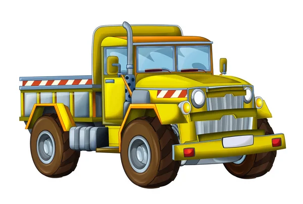 Cartone Animato Felice Divertente Cantiere Camion Sfondo Bianco Veicolo Sorridente — Foto Stock